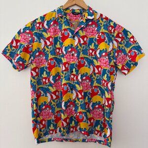 POKEMON Magikarp Poke Ball Lotus Flower Button Up Shirt L Large